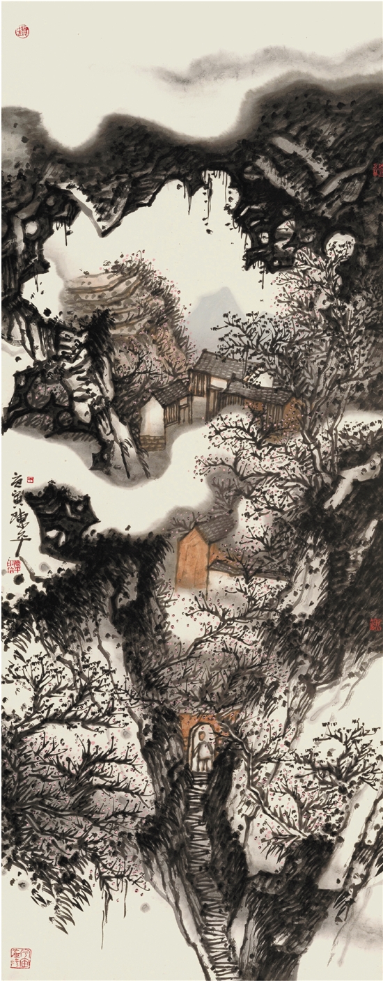 陈平  费洼山庄——春  180×70cm  2010年