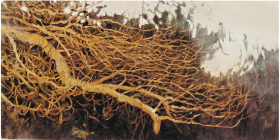 根系列·金枝 布面油画 86.5×173cm 1984年