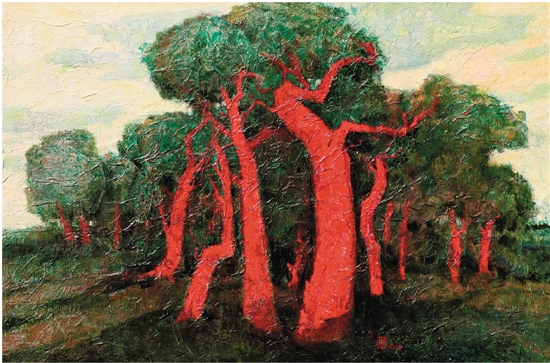 闻立鹏  古木夕阳  77×116cm     布面油画  2015年