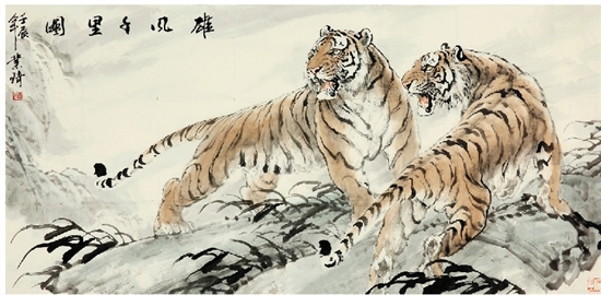 何业琦 老虎     68×137cm