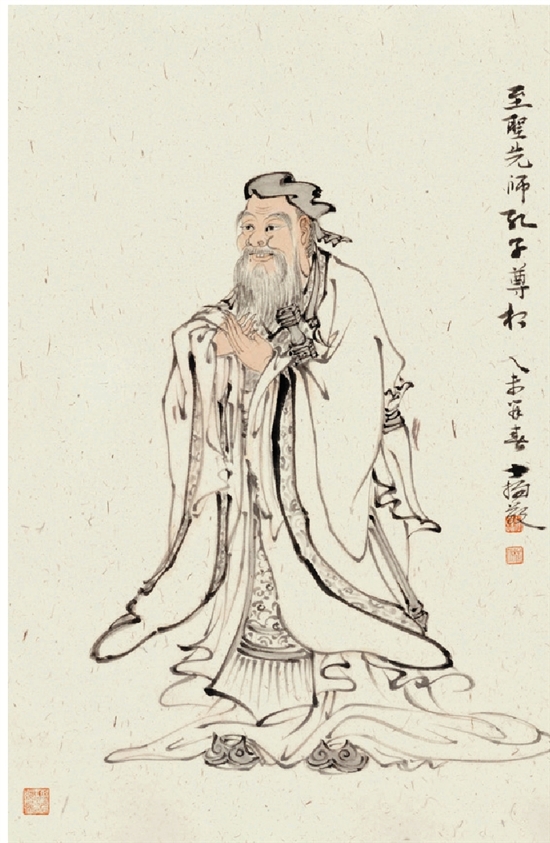 何士扬 至圣先师孔子尊像     70×46cm 2015年