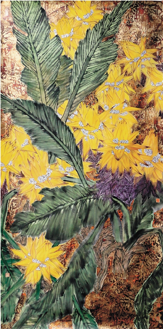 121781 地涌金莲 200×100cm 国画