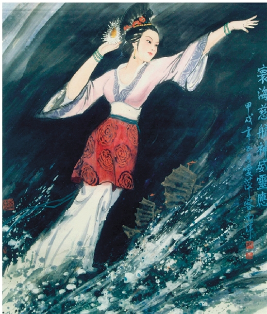 陈爱萍 妈祖救海 108×199cm