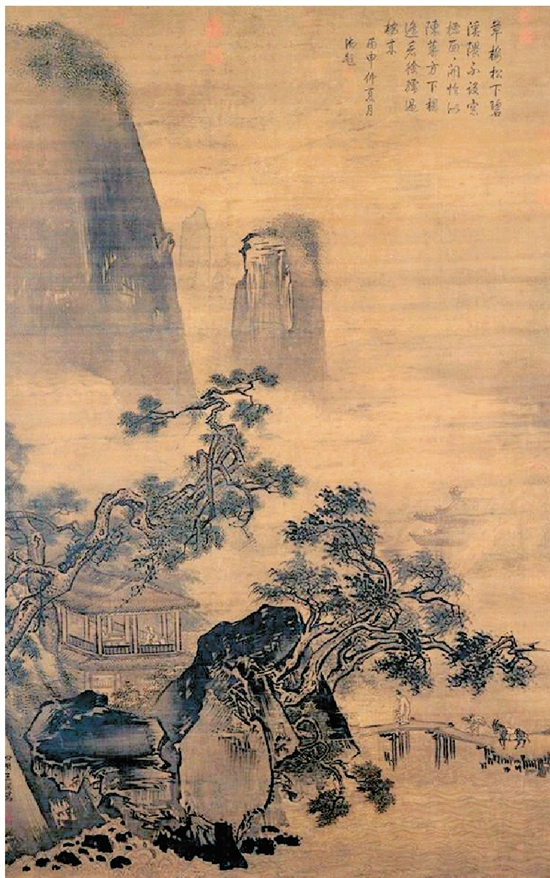 (图六)王谔 溪桥访友图