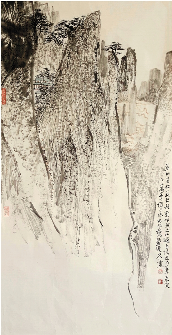 余久一 翠柏苍松一路幽 68×34cm