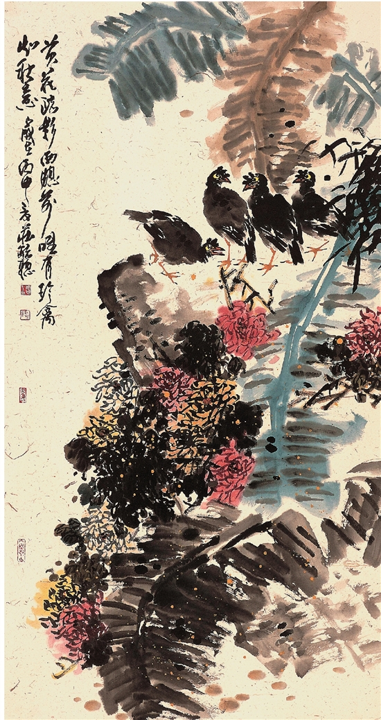 庄毓聪 黄花疏影西窗前 136×68cm 2016年