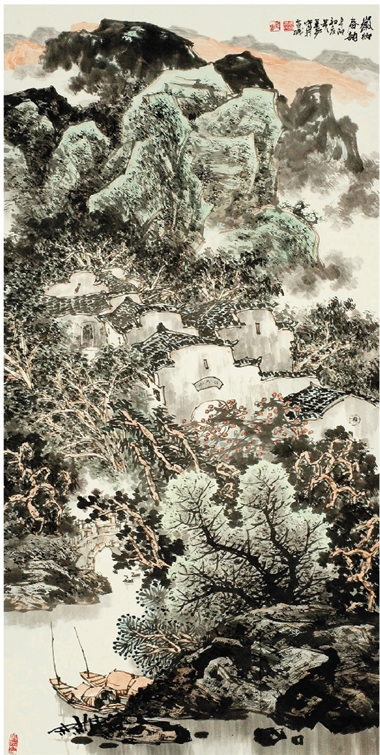 黄建安 山水《徽乡春韵》     138×70cm 国画