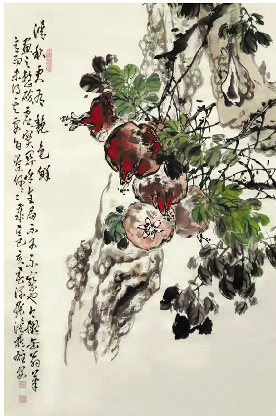 周振清 清秋更有艳色鲜 136×68cm