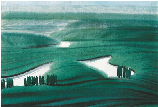 张举毅 绿色大地 78.9×54.1cm 1987年